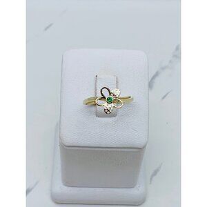 10k solid gold ring flower minimalist Leaf size 8